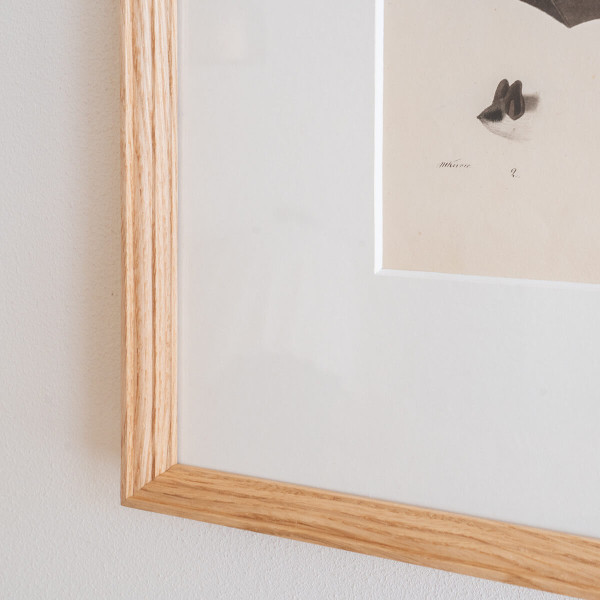 作品に合わせて選んだ、クリ材のフレーム