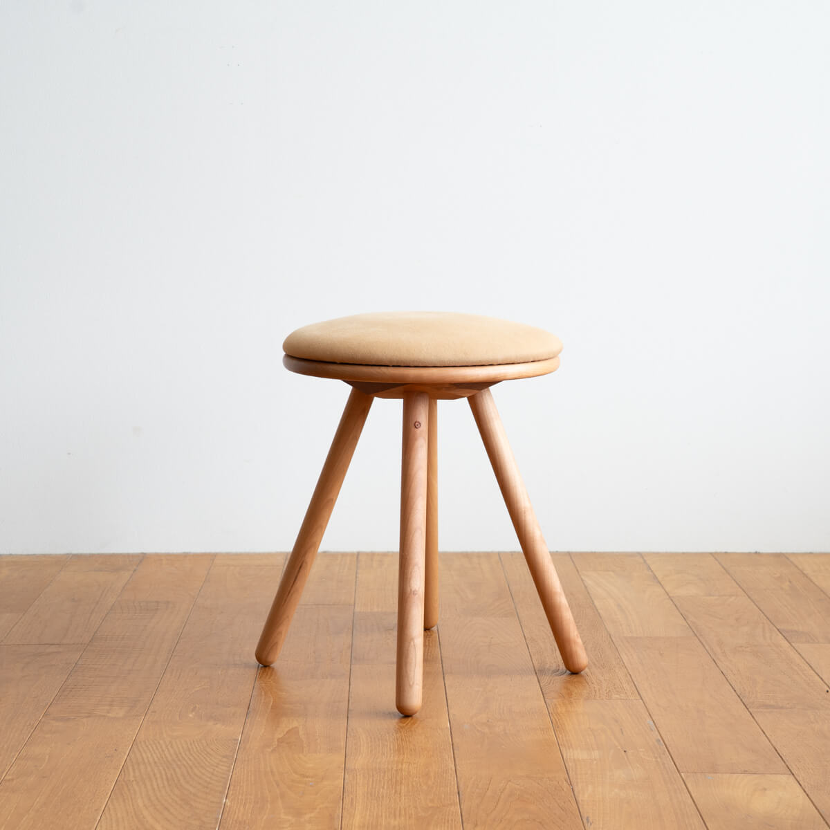 【アウトレット】ES Circle stool チェリー / 生地：ヴィンテージキャンバス（キャメル）